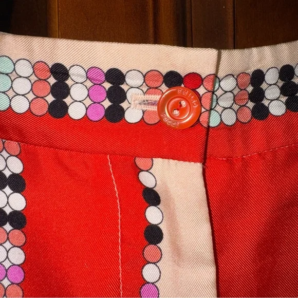Emilio Pucci 100% Silk Vintage Multicolor Red Striped Print Pants - Picture 10 of 14